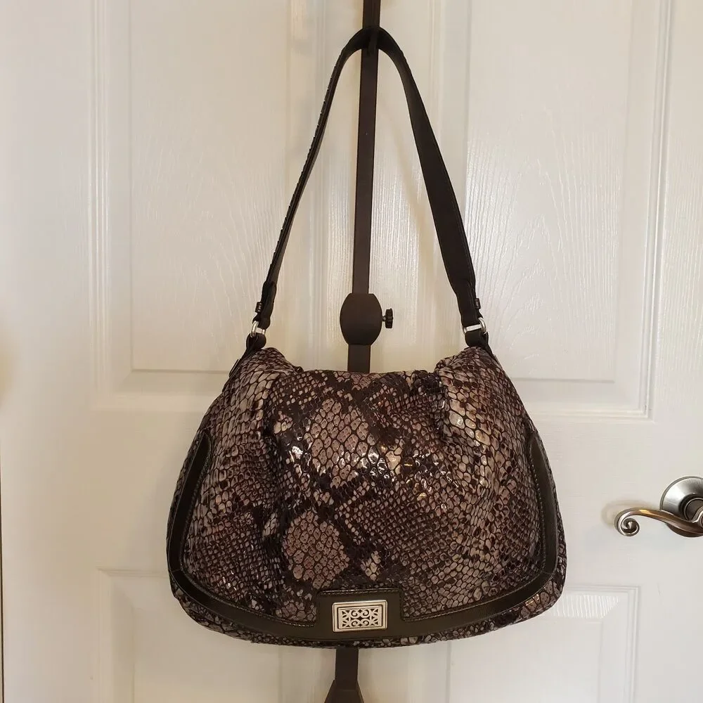 Brighton Gray Python Hobo Shoulder Bag E528784